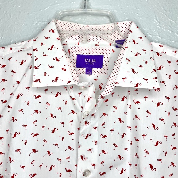 TALLIA Men’s Flamingo Patterned Button Down - Picture 3 of 5